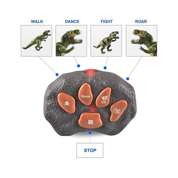 Robotas dinozauras su garso ir šviesos efektais, valdomas pultu