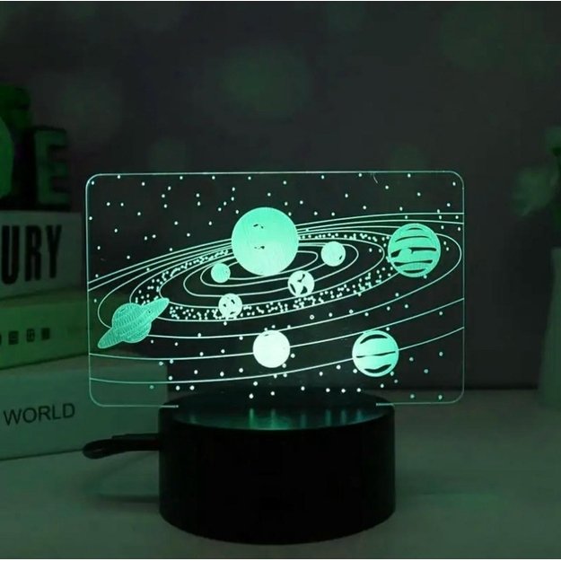 Naktinė lempa  Saulės sistema  3D LED