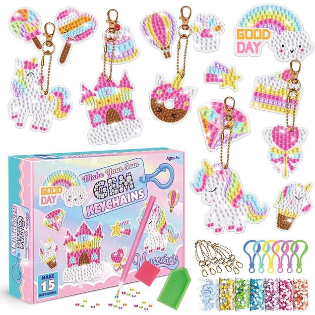 Deimantinės mozaikos pakabukai 15 vnt. UNICORN