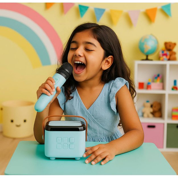 Mini Karaoke Kolonėlė su Mikrofonu (RGB šviesos, Bluetooth)