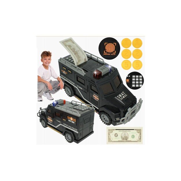 Taupyklė vaikui  policijos automobilis su PIN kodu su šviesos efektais