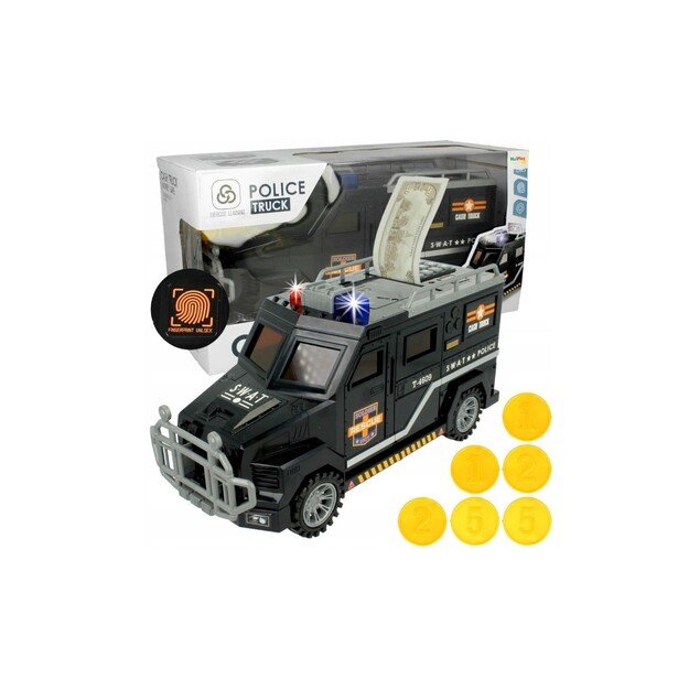 Taupyklė vaikui  policijos automobilis su PIN kodu su šviesos efektais 2