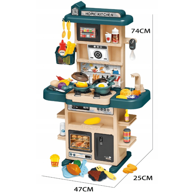 Vaikiška virtuvėlė su garsais, aukštis 74 cm. 43 priedai