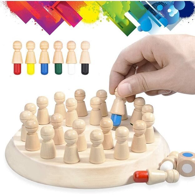 Atminties šachmatai medinis montessori žaidimas