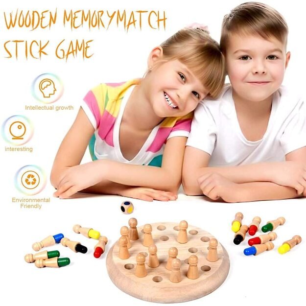 Atminties šachmatai medinis montessori žaidimas