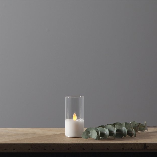 LED žvakė su tikro stiklo gaubtu, 12,5 cm 5