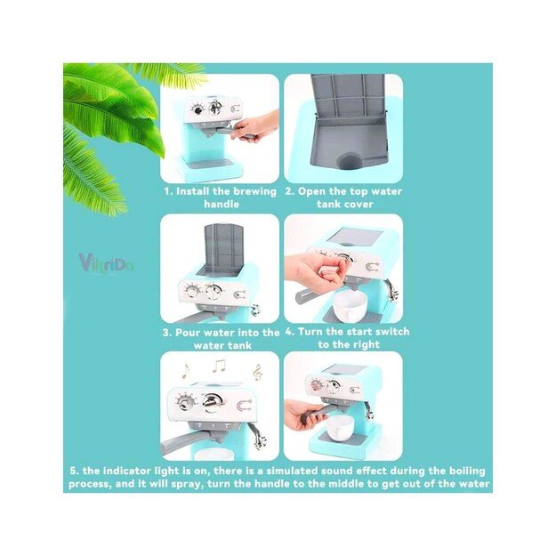 Kavos aparatas vaikiškas bėgantis vanduo skleidžia garus 2