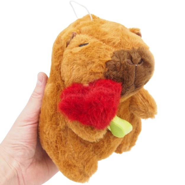 Minkštas pliušinis žaislas kapibara su širdelės gėle 1