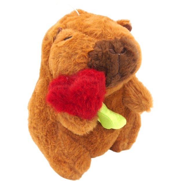 Minkštas pliušinis žaislas kapibara su širdelės gėle