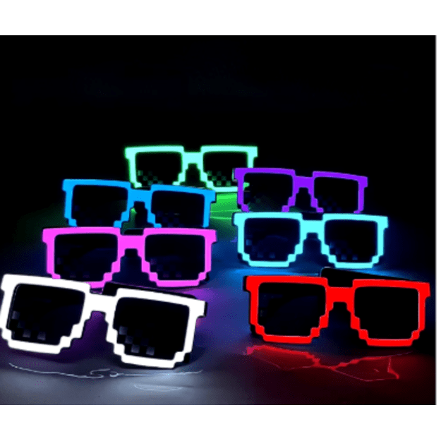 &Scaron;viečiantys Minecraft pixel akiniai LED