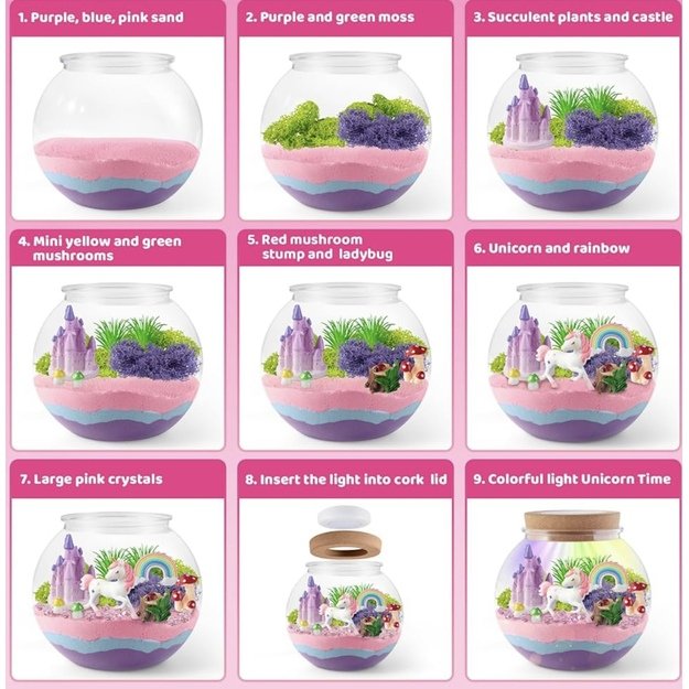 Šviečiantis vienaragio terariumo rinkinys Unicorn Terrarium Kit 3