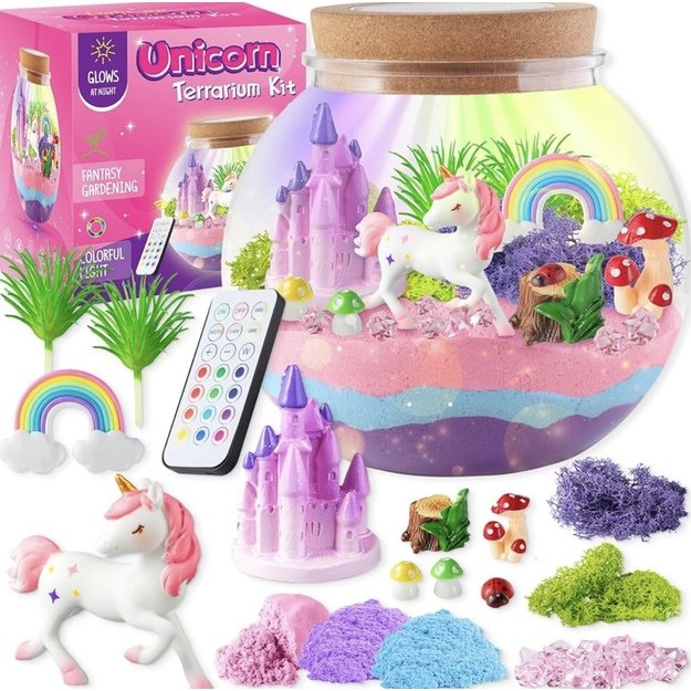 Šviečiantis vienaragio terariumo rinkinys Unicorn Terrarium Kit