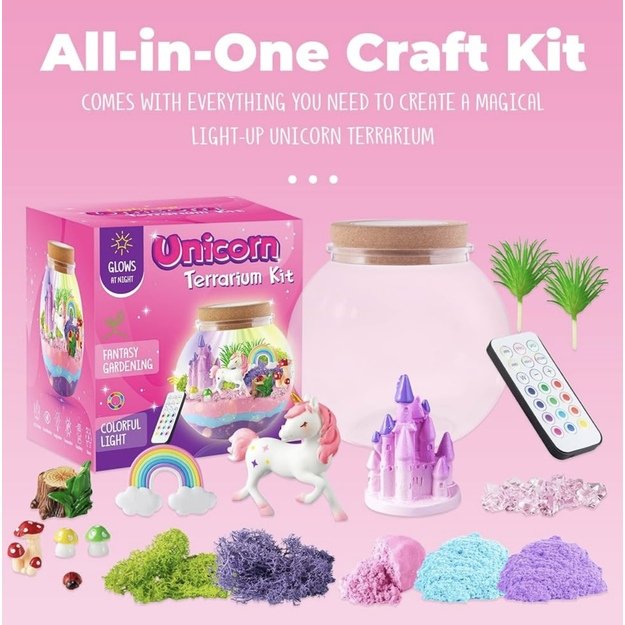 Šviečiantis vienaragio terariumo rinkinys Unicorn Terrarium Kit 2