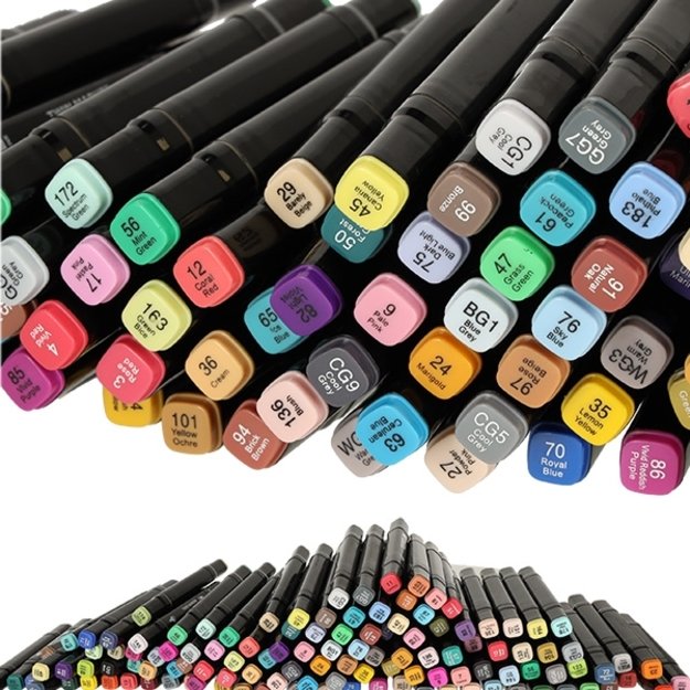 120 dvipusių markerių rinkinys su stovu ir dėklu 6