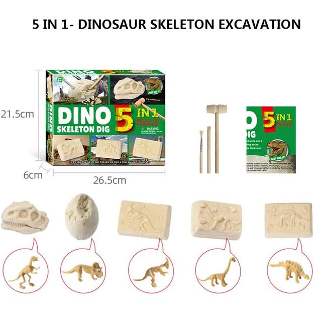 Archeologijos kasinėjimo rinkinys 5 dinozaurai