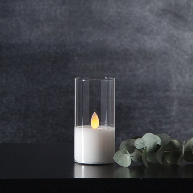 LED žvakė su tikro stiklo gaubtu, 10 cm 5