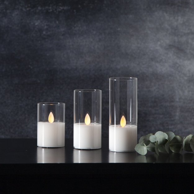 LED žvakė su tikro stiklo gaubtu, 10 cm 4