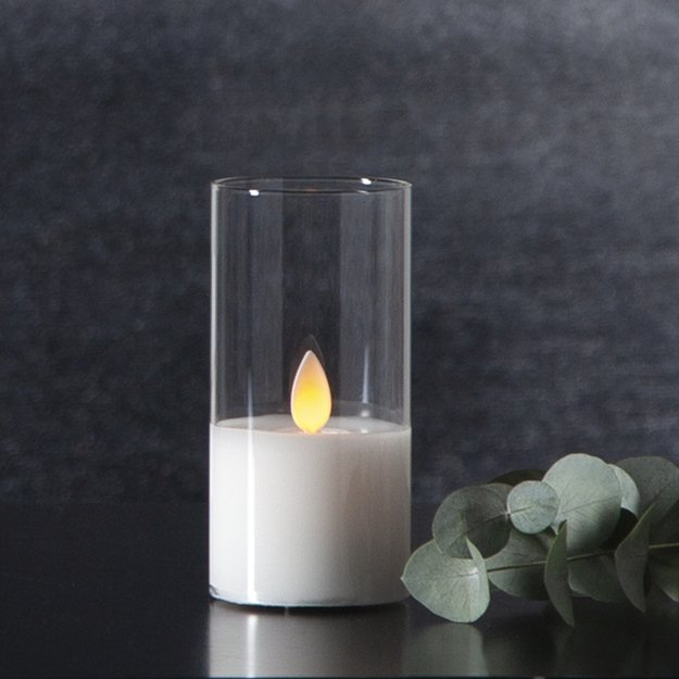 LED žvakė su tikro stiklo gaubtu, 10 cm 3