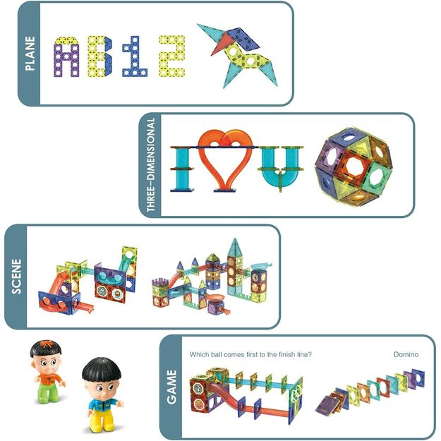 Magnetinis konstruktorius šviečiantis 110 detalių su kamuoliukais 5