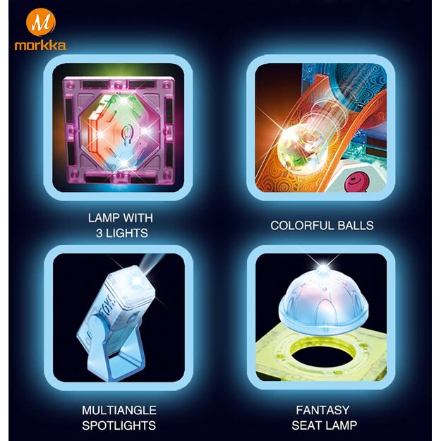 Magnetinis konstruktorius šviečiantis 110 detalių su kamuoliukais 7