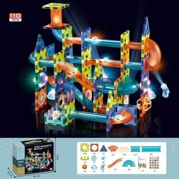 Magnetinis konstruktorius šviečiantis 110 detalių su kamuoliukais 4