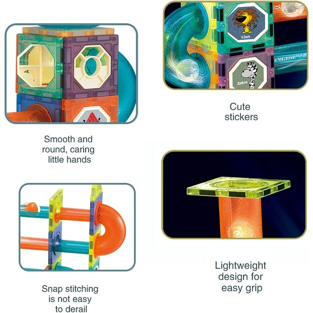 Magnetinis konstruktorius šviečiantis 110 detalių su kamuoliukais 6