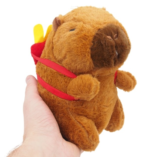 Minkštas pliušinis žaislas kapibara su bulvyčių kuprine 2