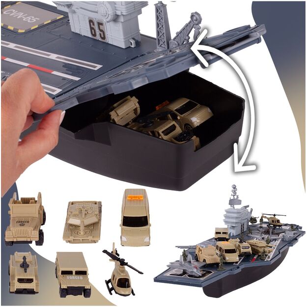 Didelis karinis laivas su lėktuvais ir automobiliais 2