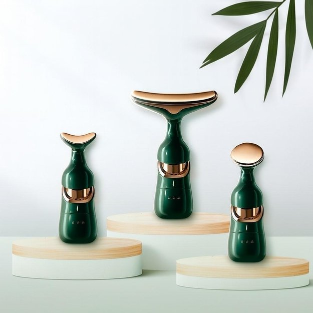 Soninis liftinguojantis masažuoklis 3in1 veidui, kaklui ir paakių zonai 4