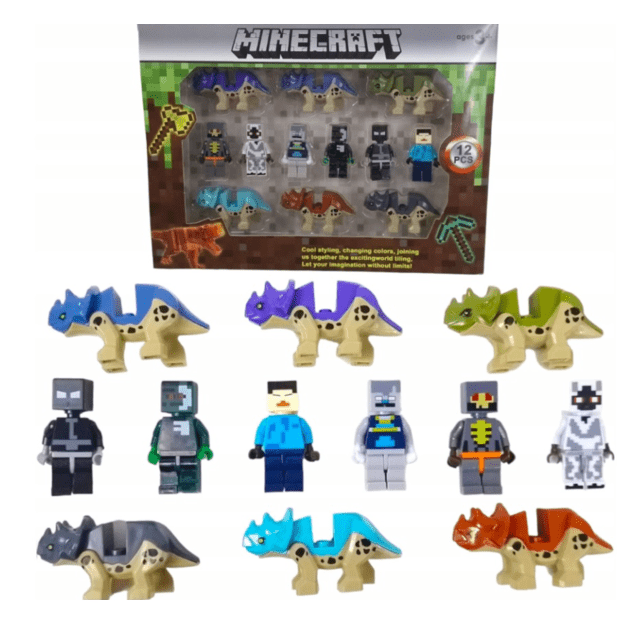 Minecraft tipo figūrėlių rinkinys 12 vnt. su dinozaurais