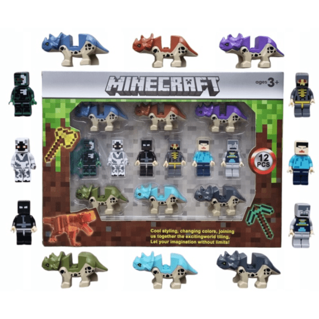 Minecraft tipo figūrėlių rinkinys 12 vnt. su dinozaurais