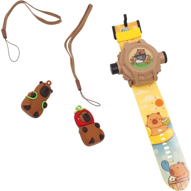 Vaikiškas laikrodis su projekcija „Capibala“ + pakabukai 2