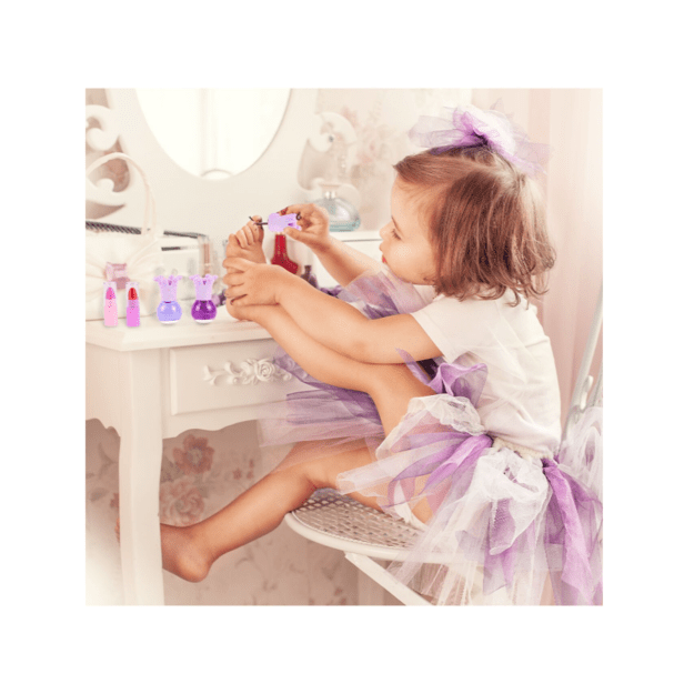 Vaikiskas kosmetikos ir papuošalų rinkinys su rankine 3