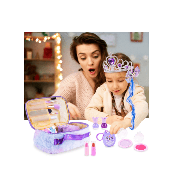 Vaikiskas kosmetikos ir papuošalų rinkinys su rankine 11