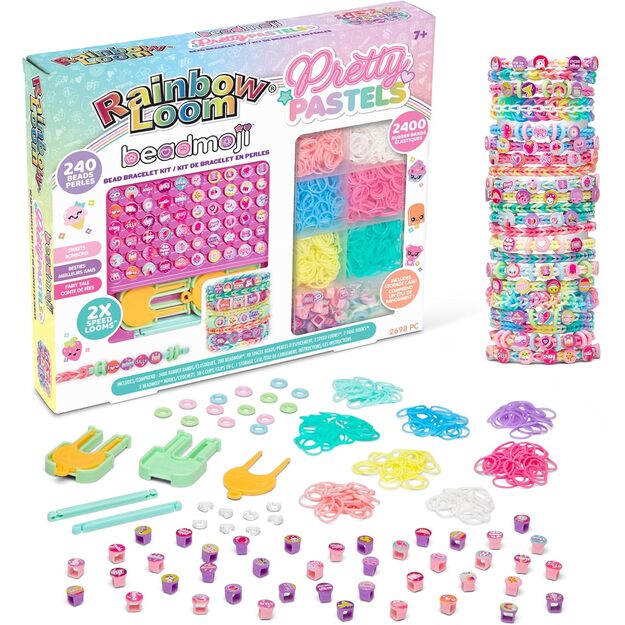 Gumytės pynimui apyrankių rinkinys 2400 vnt pastelinės spalvos