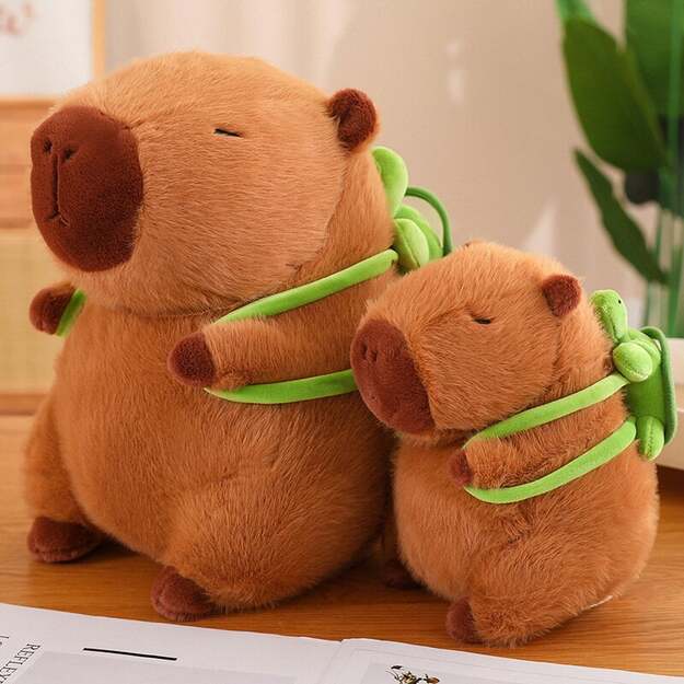 Minkštas pliušinis žaislas Kapibara su vėžliuku  23 cm