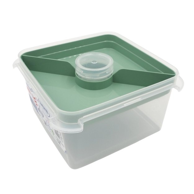 Kvadratinė maisto dėžutė su įrankiais ir vidiniu skyriumi (2,25 l) 1