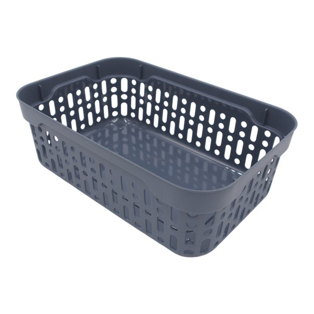 Plastikinė dėžutė su skylutėmis, 18 × 12 × 6 cm PILKA