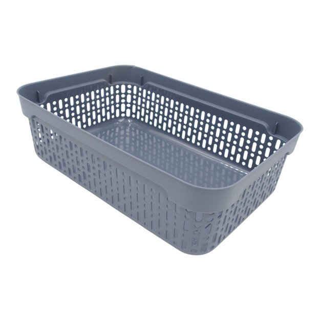 Plastikinė dėžutė su skylutėmis, 40 × 30 × 13 cm PILKA