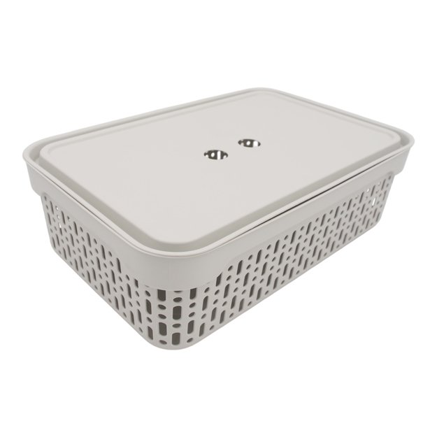 Plastikinė dėžė su dangčiu 40×30×13 cm BALTA