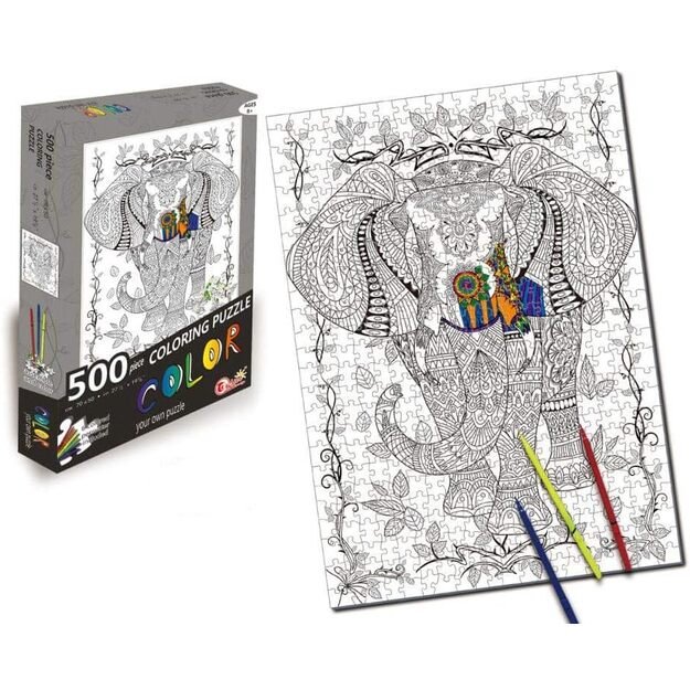 Dėlionė puzle piešimui 500 dalių dramblys