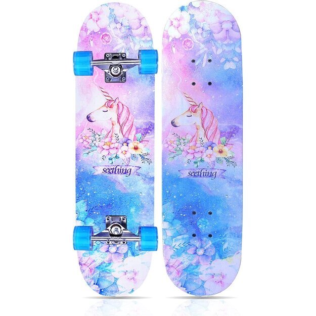 Riedlentė  LED Skateboard vienaragis/unicorn, 80 cm