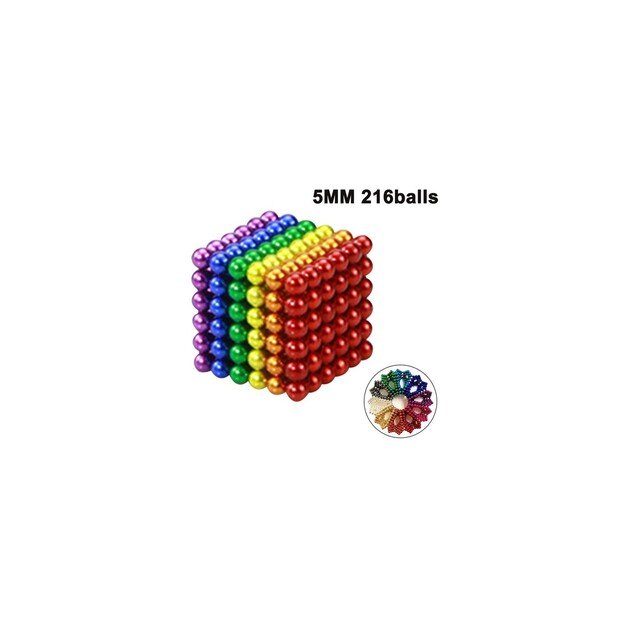 Magnetinių rutuliukų rinkinys, komplekte 216 vienetų spalvotų kamuoliukų, skersmuo 5mm.