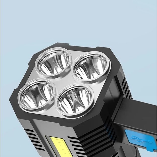 Taktinis LED žibintuvėlis su COB ir T6 diodais 5