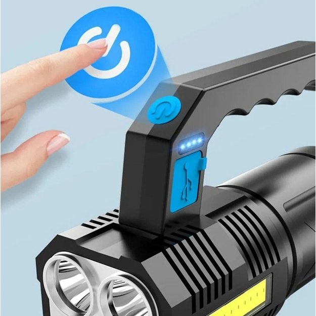 Taktinis LED žibintuvėlis su COB ir T6 diodais 7