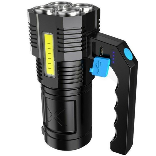 Taktinis LED žibintuvėlis su COB ir T6 diodais 2