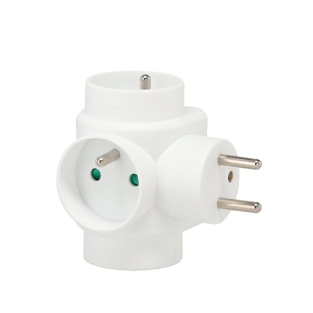 3 lizdų maitinimo adapteris, baltas 2