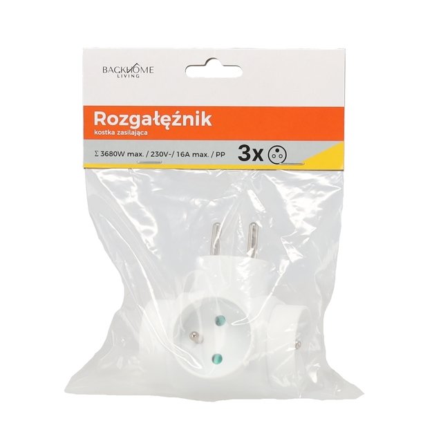 3 lizdų maitinimo adapteris, baltas 1