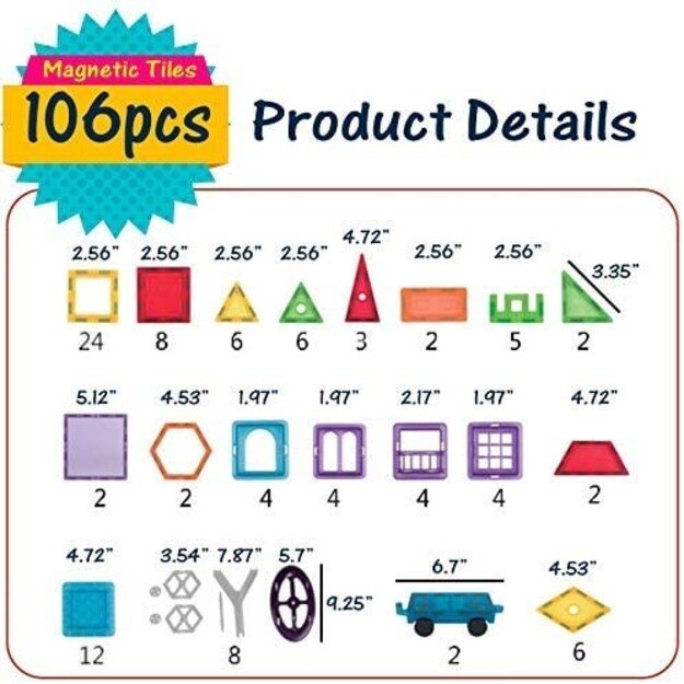 Magnetinis konstruktorius 106 detalės 1