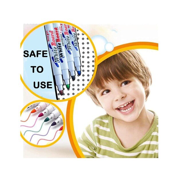 Magiški flomasteriai plaukiojantys ant vandens piešiniai rinkinyje yra 11 vnt. ir porcelianinis šaukštelis 2